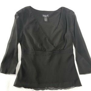 Biyaycda Womens Blouse Size Medium Black Kimono